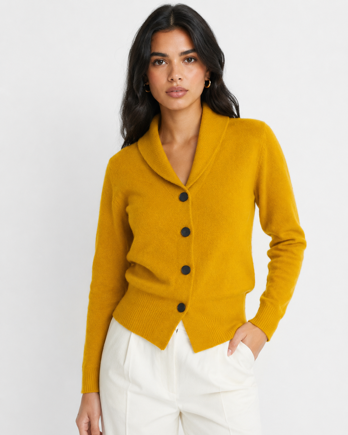 Fine-Knit Collared Cardigan