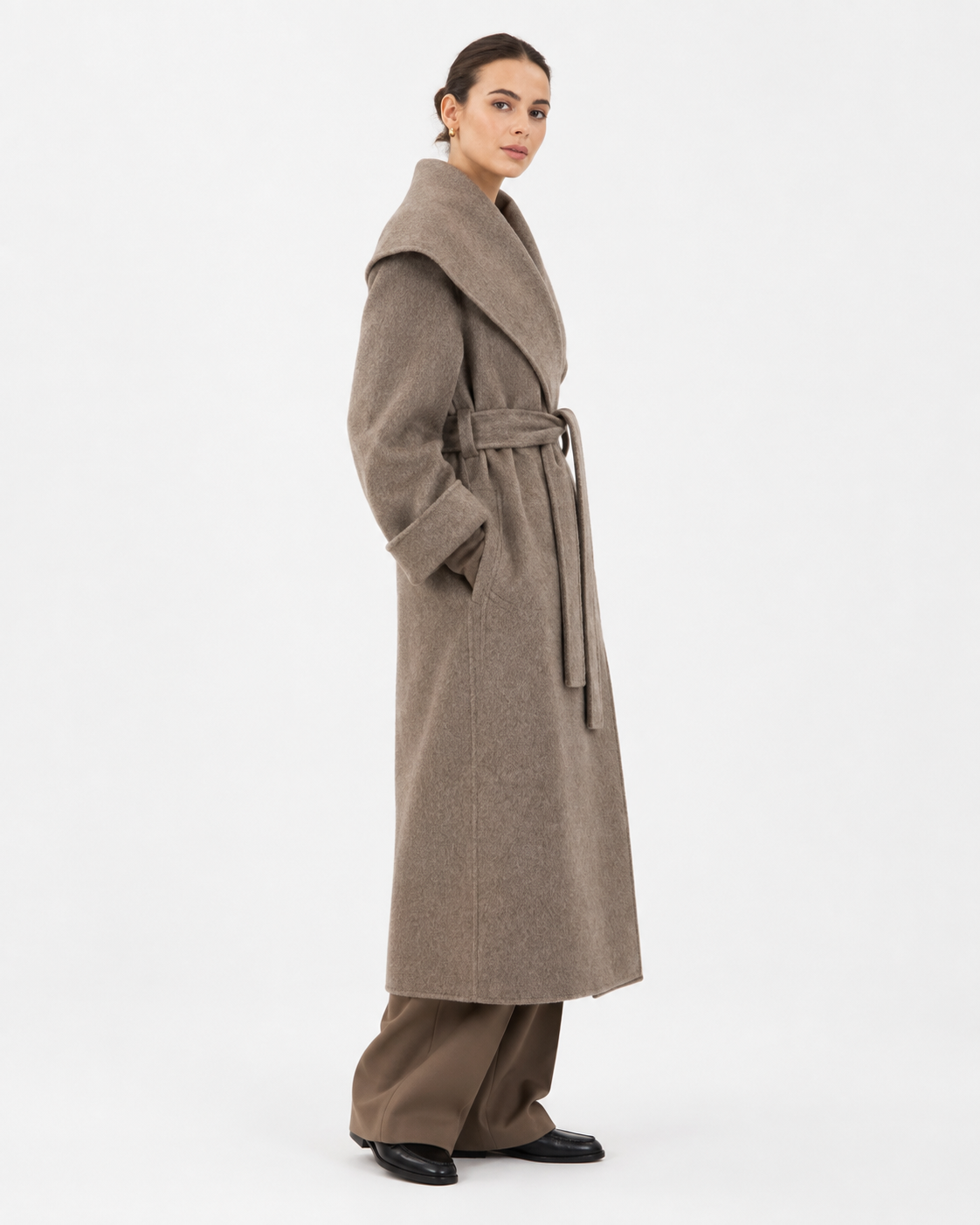 Shawl-Collar Belted Longline Coat