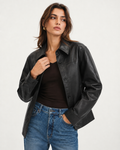 Cropped Leather-Effect Jacket