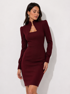 Long-Sleeve Sculpted Midi Dress