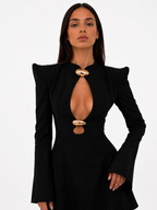 Long-Sleeve Cut-Out Mini Dress