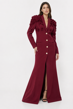 Structured-Shoulder Tailored Maxi Dress