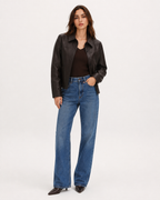 Cropped Leather-Effect Jacket