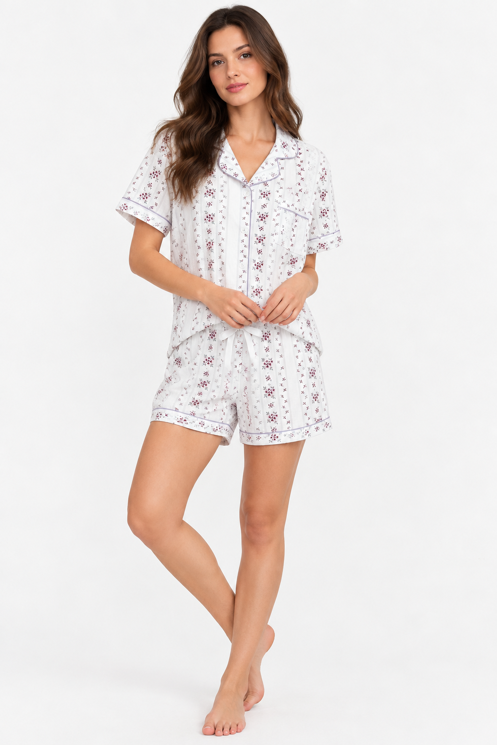 Striped Floral Short Pyjama Set