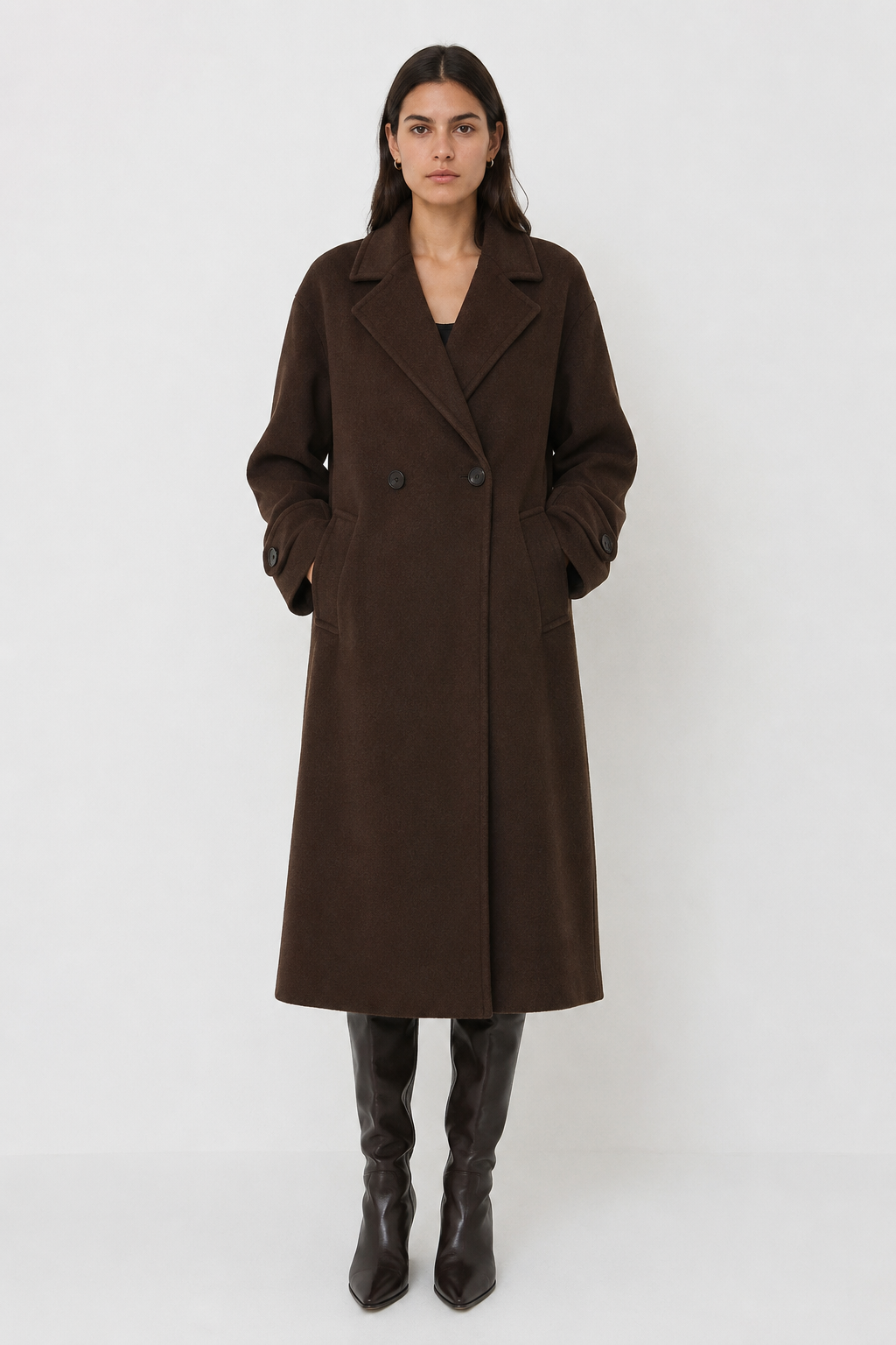 Notched-Lapel Double-Breasted Coat