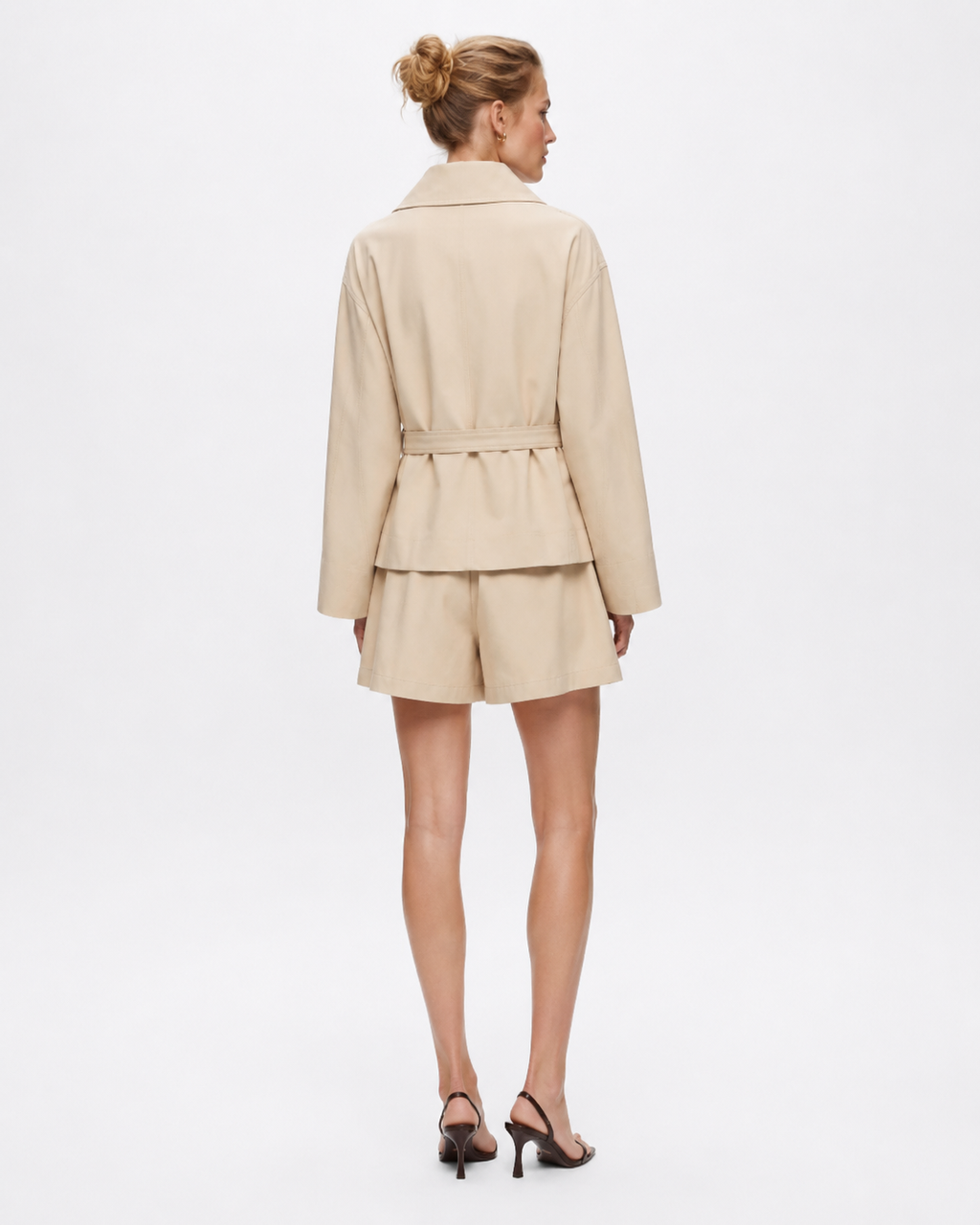 Belted Trench Jacket & Shorts Set