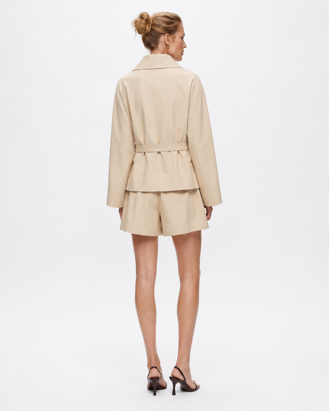Belted Trench Jacket & Shorts Set