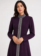 High-Neck Zip-Front Maxi Dress