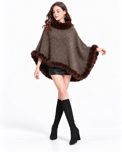Trimmed Round-Neck Poncho