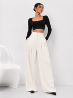 Relaxed High-Waist Wide-Leg Trousers