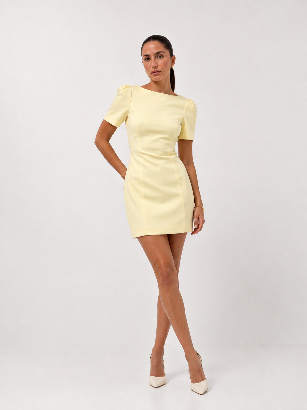 Sculpted Puff-Sleeve Mini Dress