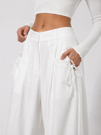 Gathered High-Waist Wide-Leg Trousers