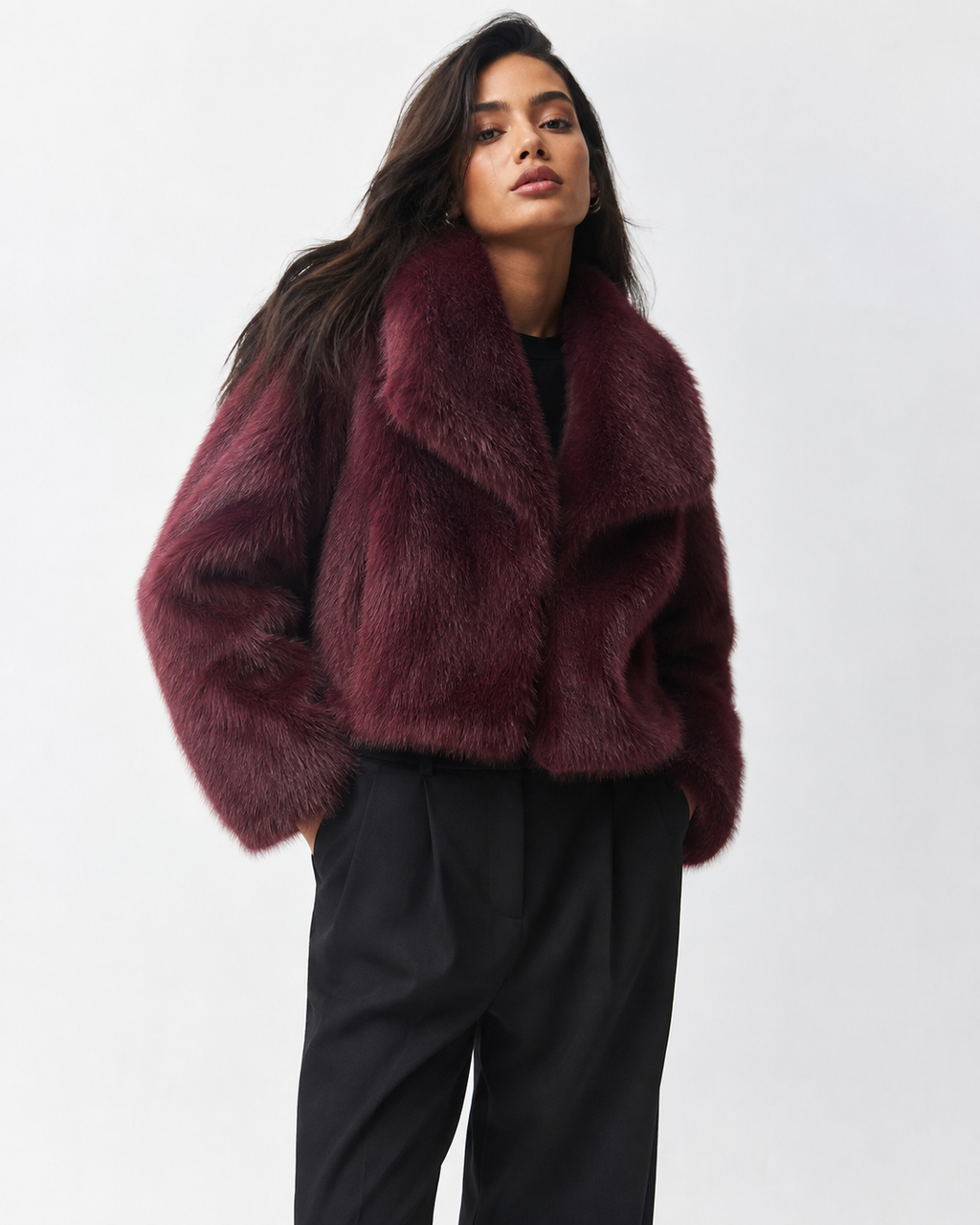 Plum Plush Longline Coat