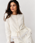 Tie-Front Contrast Cardigan