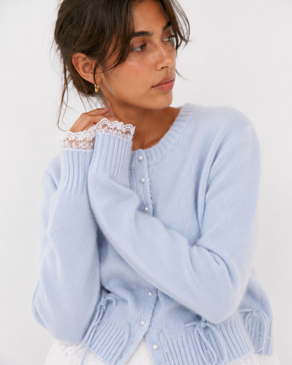 Tie-Front Contrast Cardigan