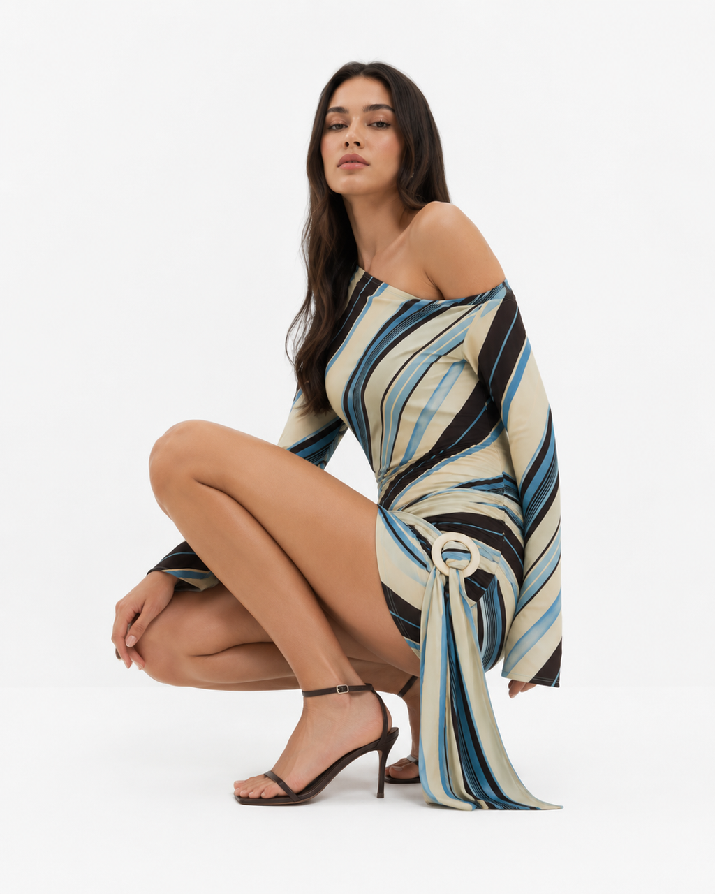Striped Side-Tie Tunic Mini Dress