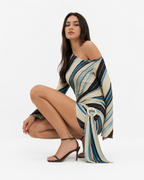 Striped Side-Tie Tunic Mini Dress