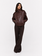 Oversized Leather-Effect Bomber Jacket