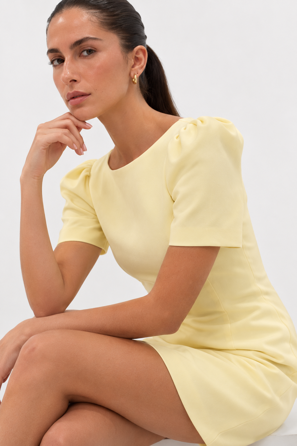 Sculpted Puff-Sleeve Mini Dress