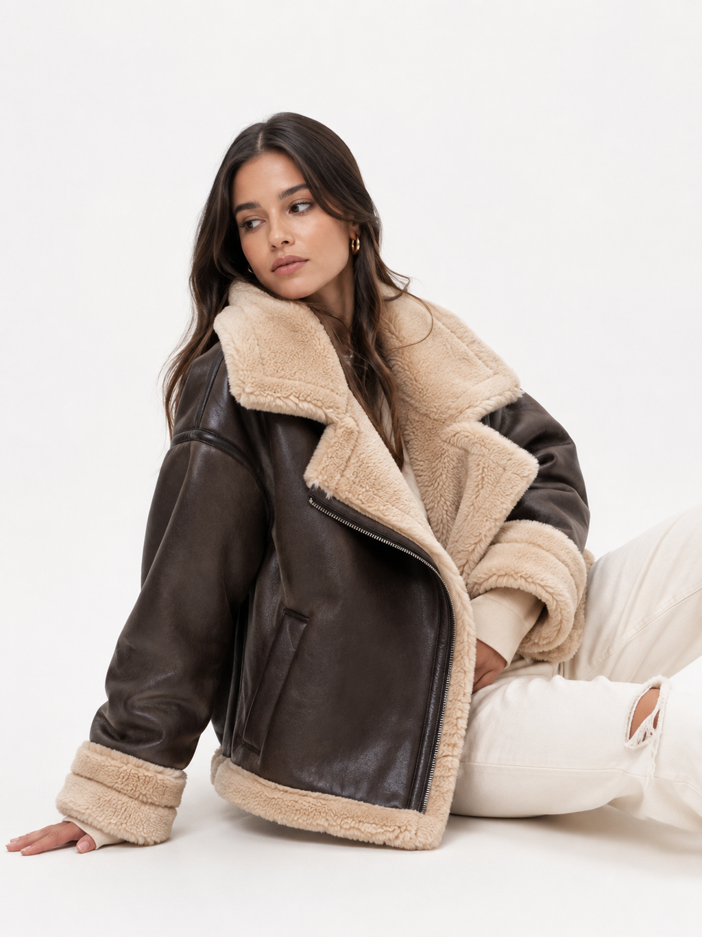 Shearling-Style Aviator Jacket