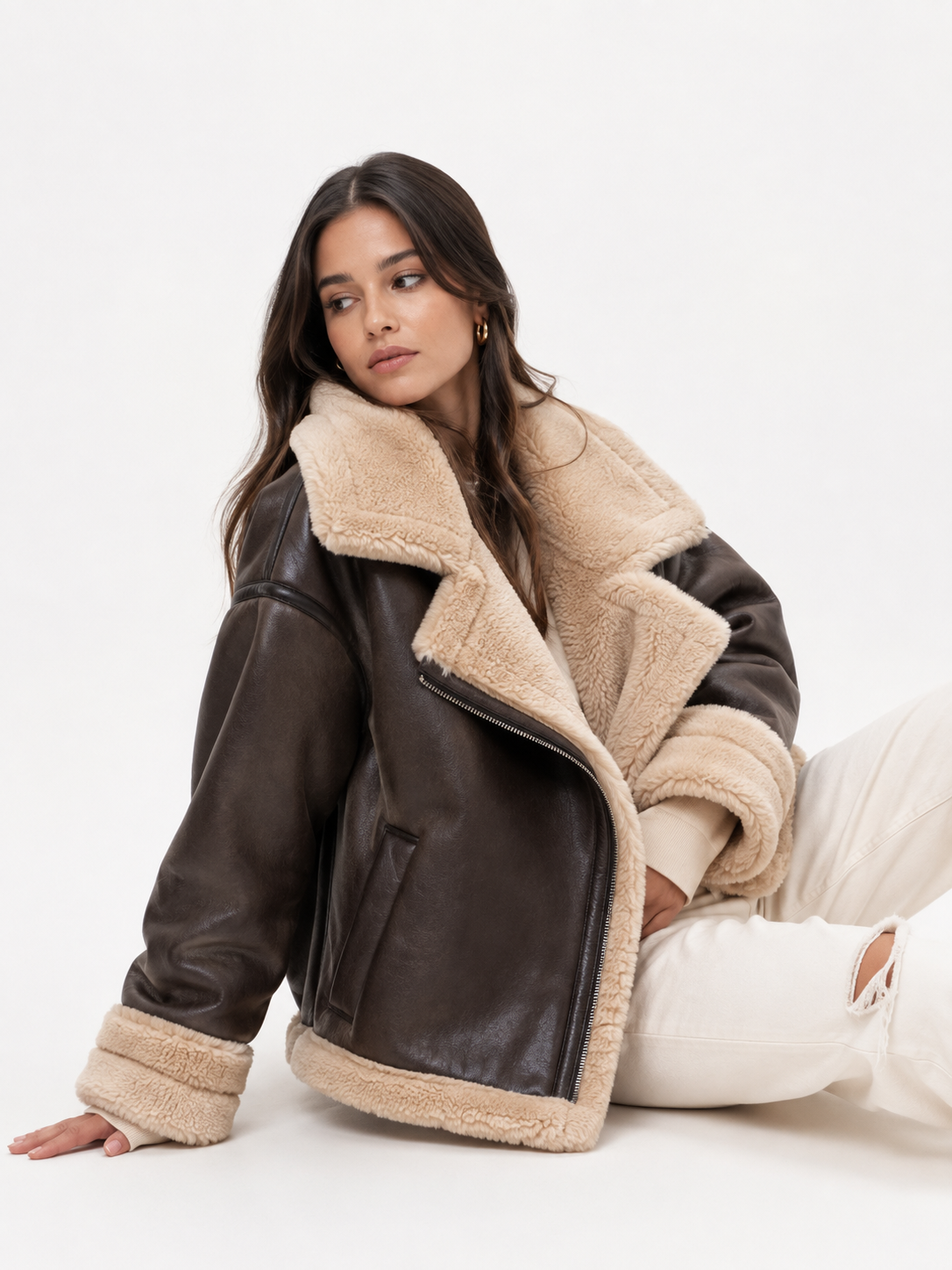 Shearling-Style Aviator Jacket