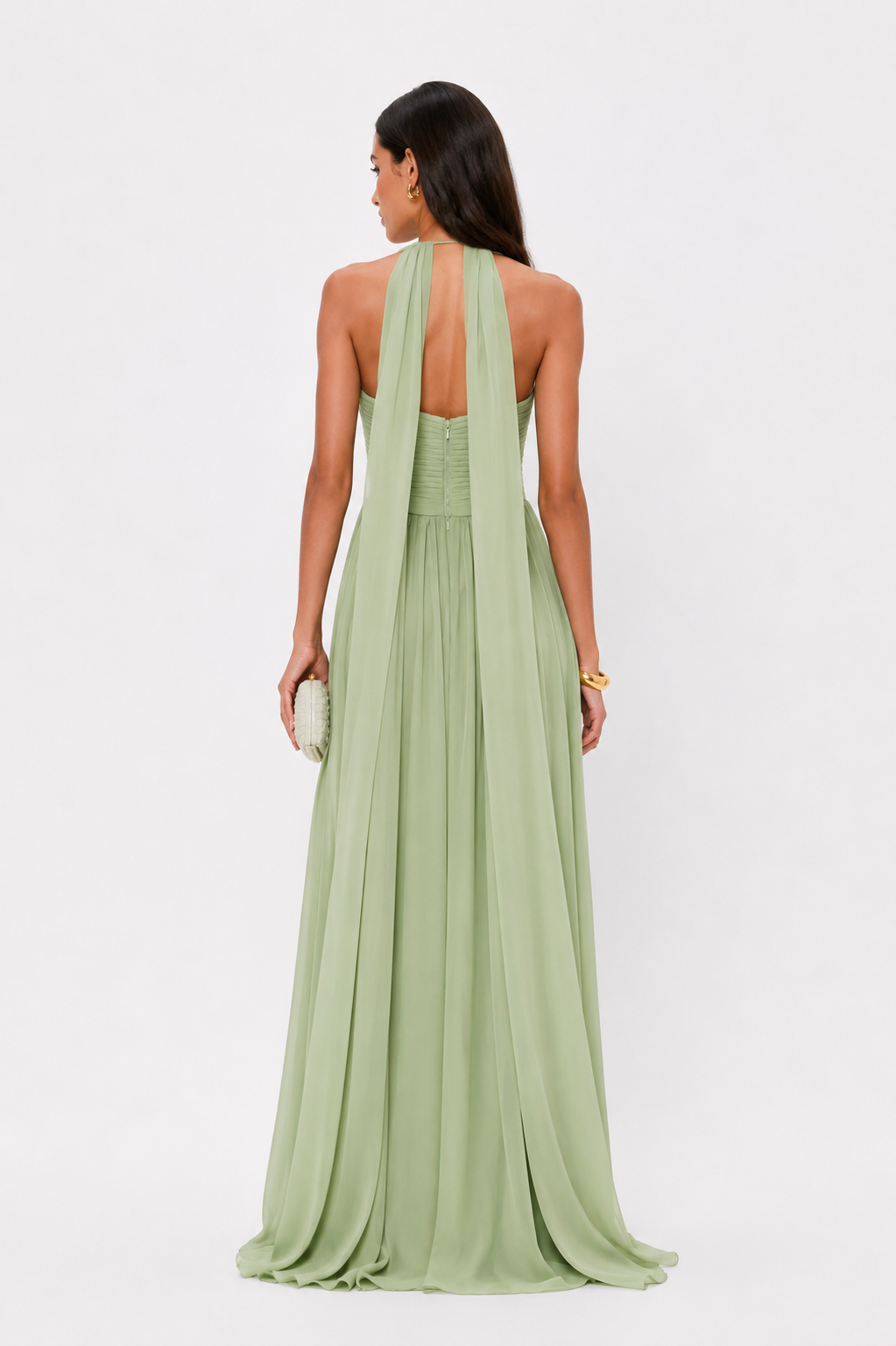 Pleated Halter Maxi Dress