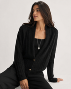 Scarf-Collar Knit Cardigan