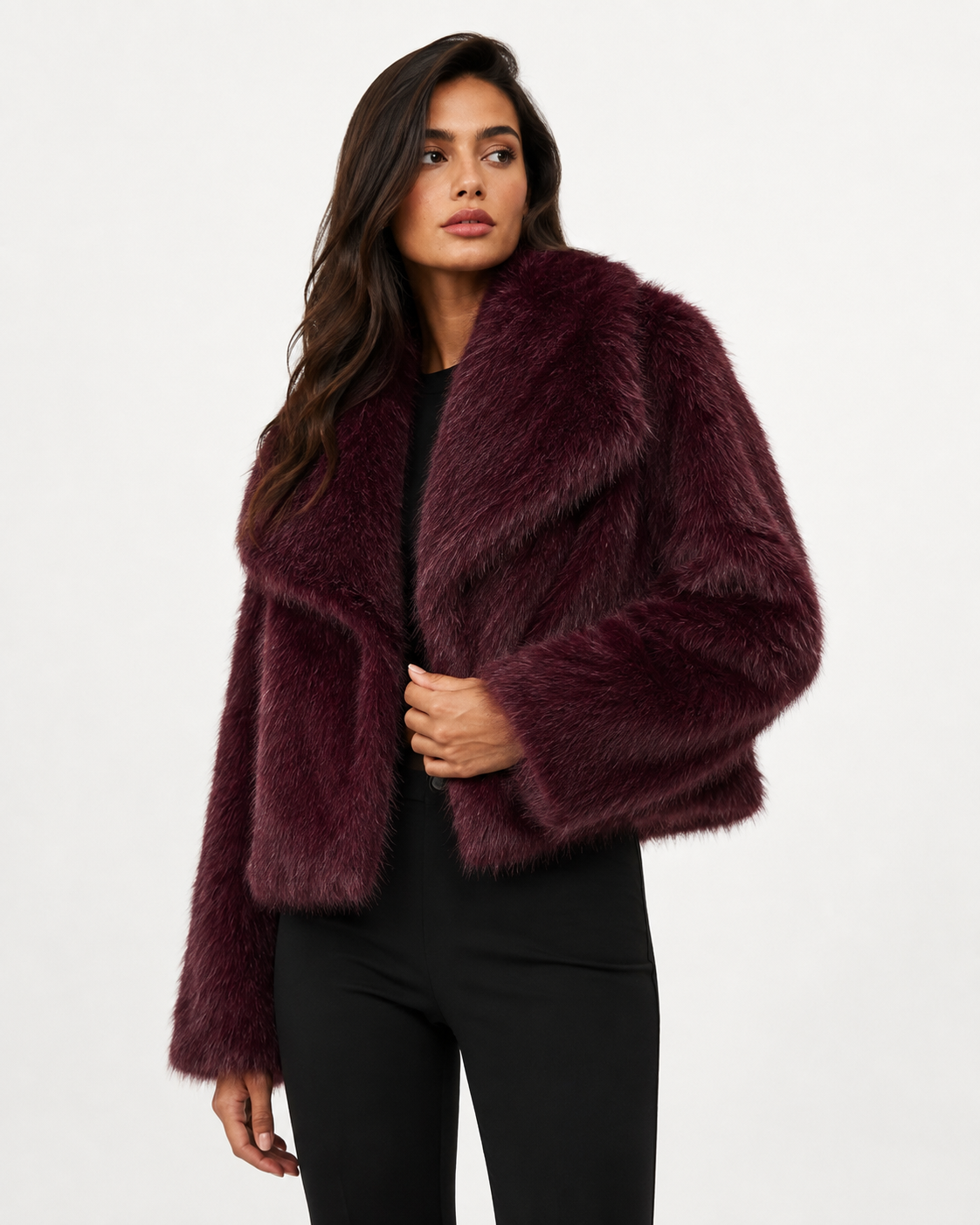 Plum Plush Longline Coat