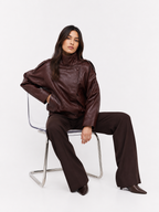 Oversized Leather-Effect Bomber Jacket