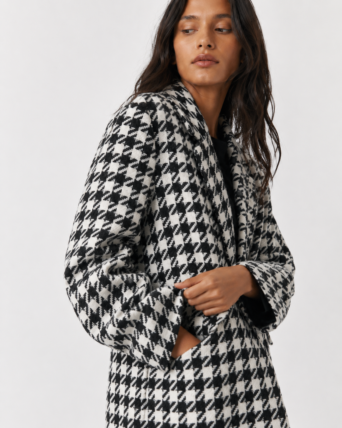 Houndstooth Double-Breasted Coat