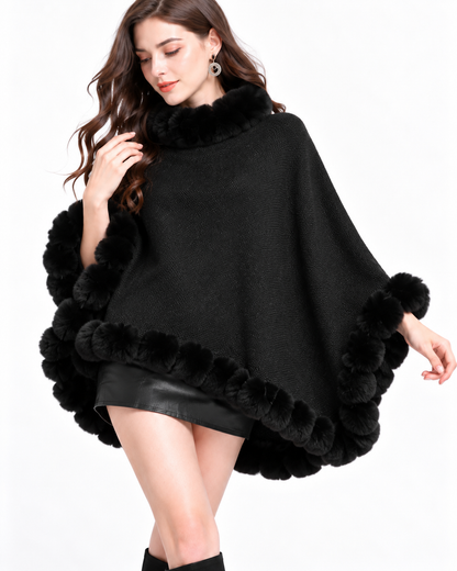 Trimmed Round-Neck Poncho