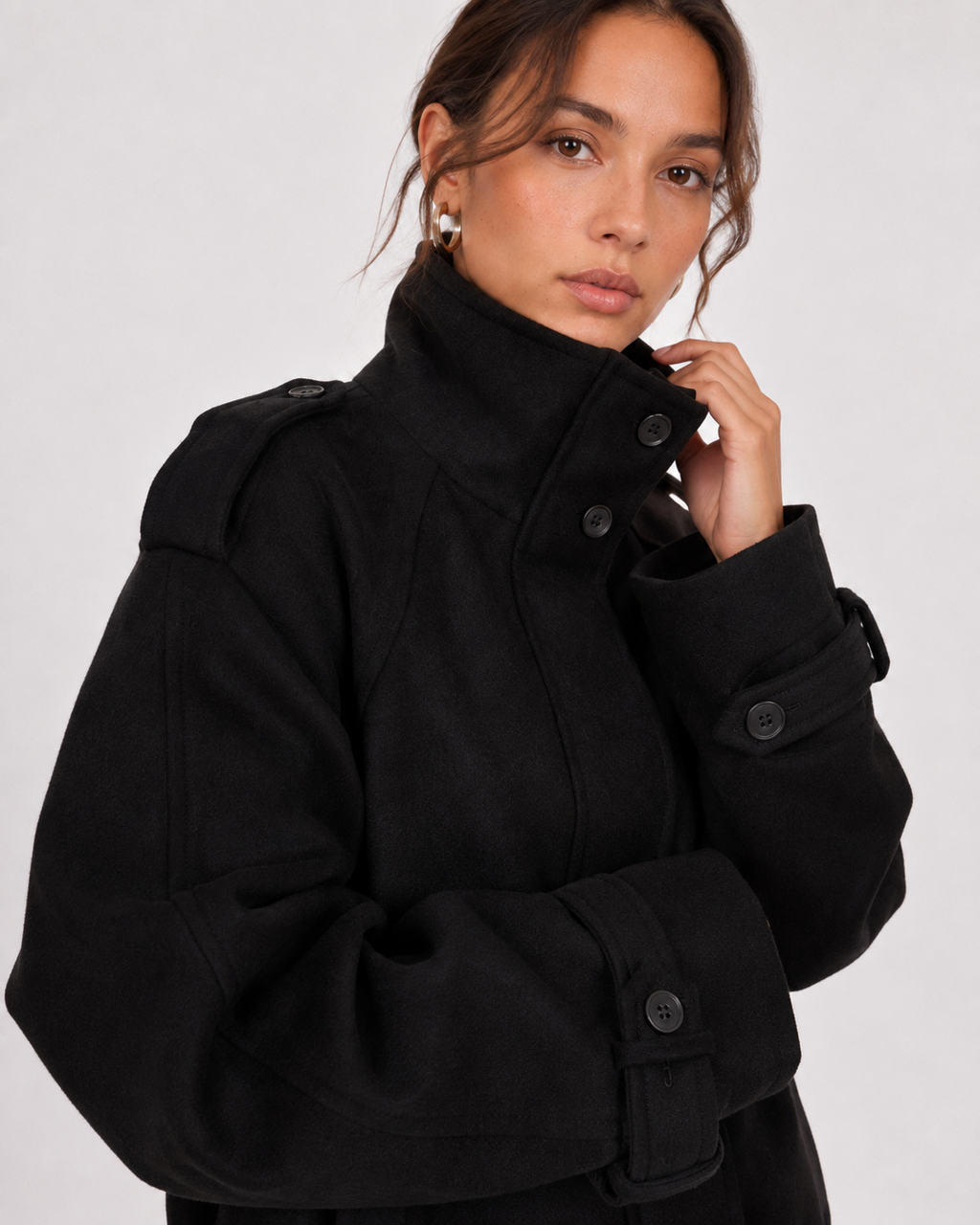 High-Collar Utility Jacket
