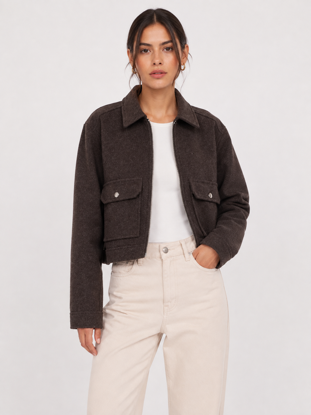 Collared Zip-Front Jacket