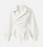 Asymmetric Poplin Wrap Shirt