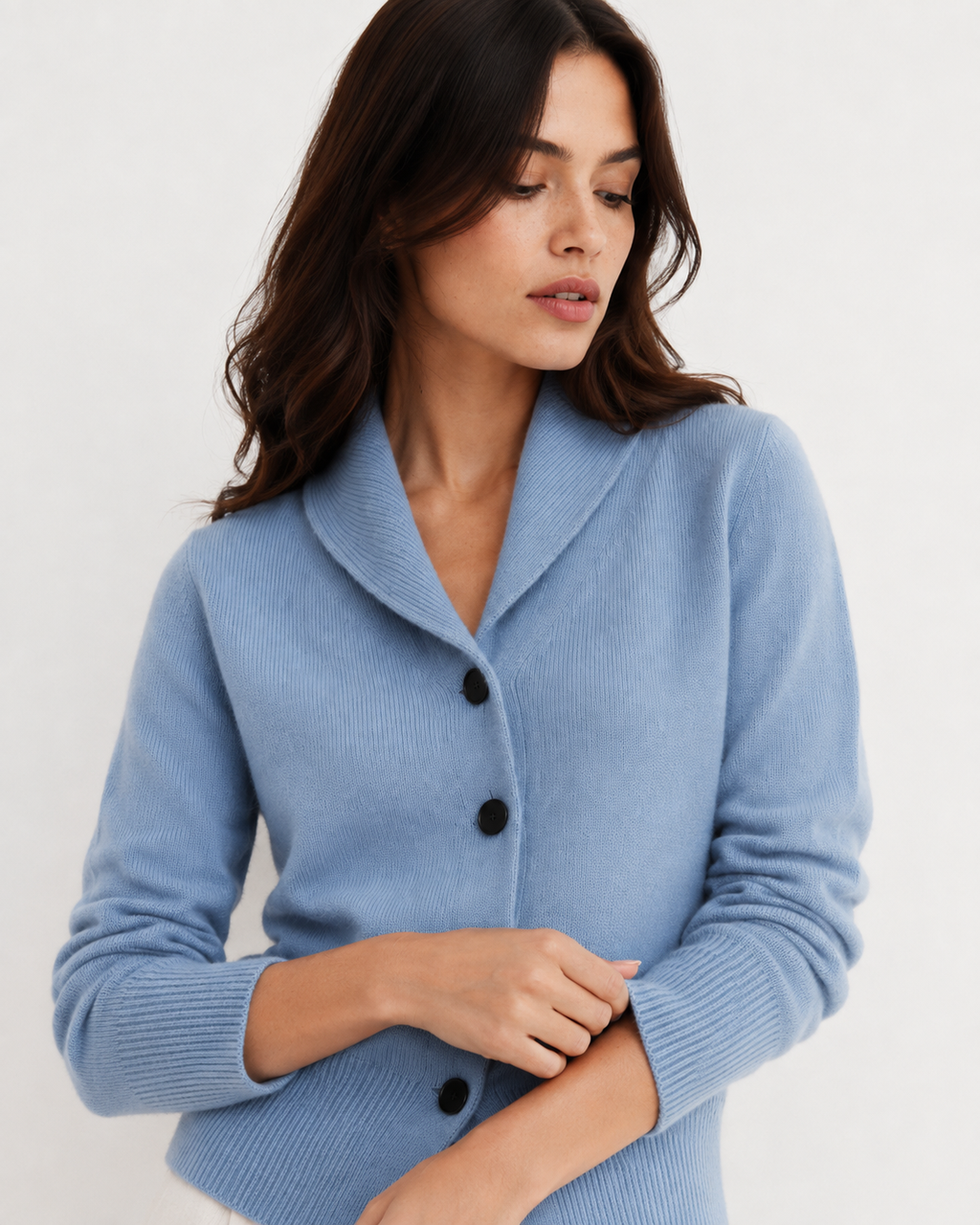 Fine-Knit Collared Cardigan