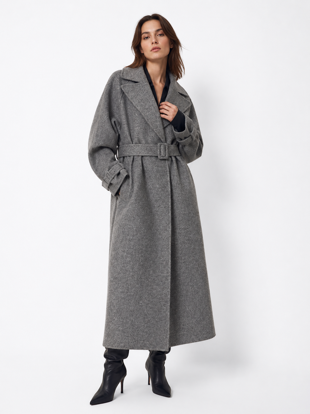 Extra-Long Belted Wrap Coat