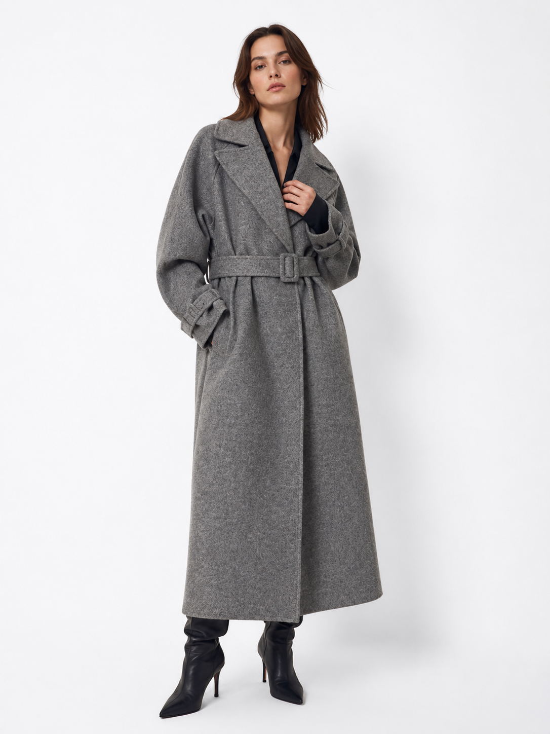 Extra-Long Belted Wrap Coat