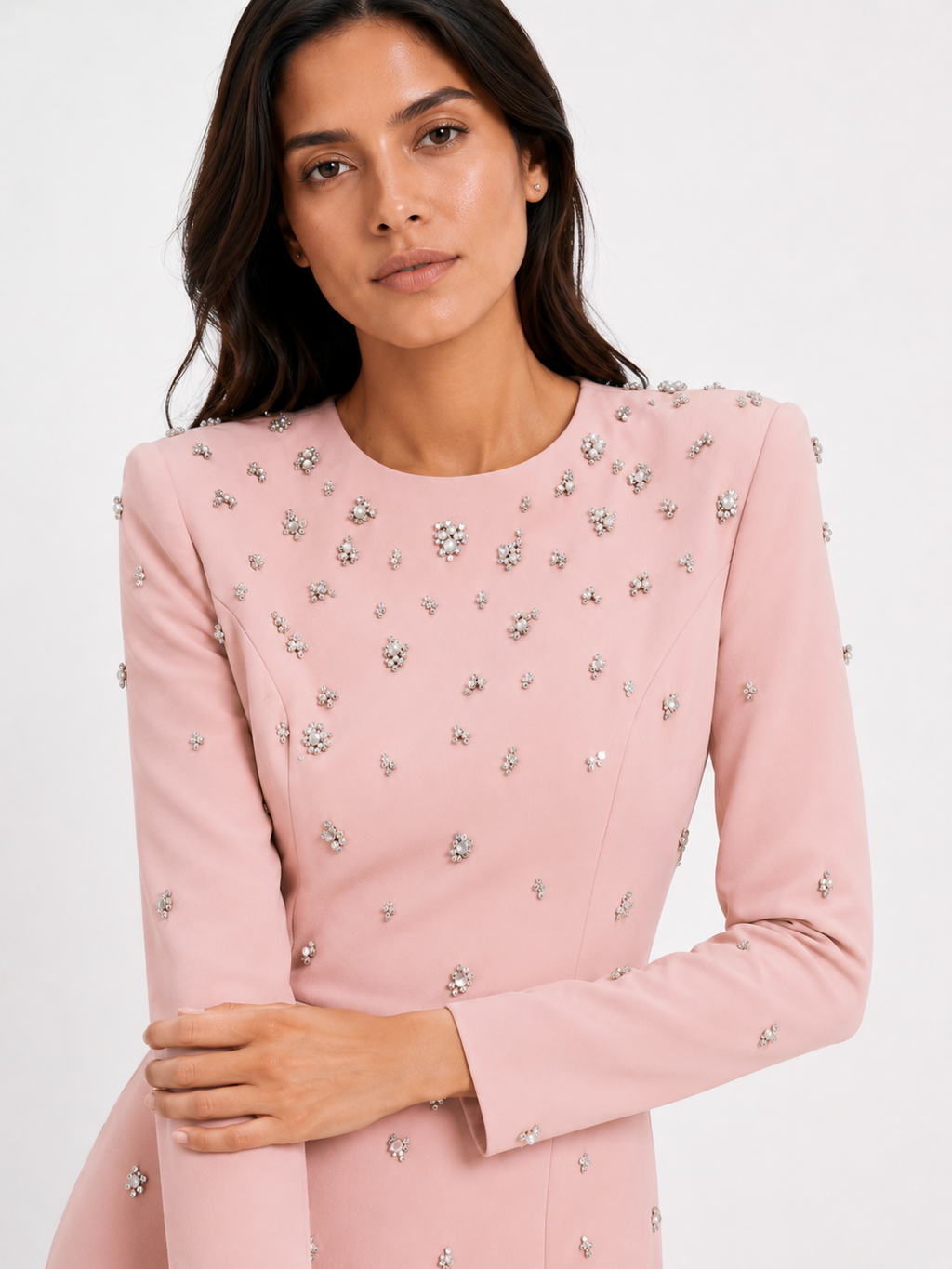 Embellished High-Neck Maxi Dress