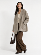 Double-Breasted Textured Short Coat
