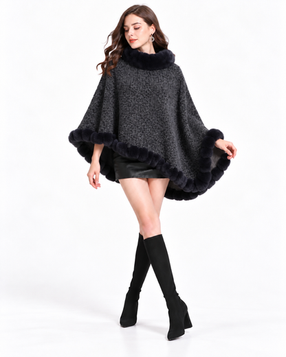 Trimmed Round-Neck Poncho