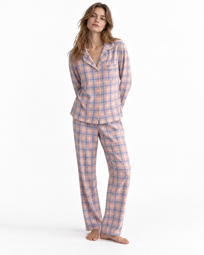 Check-Pattern Long-Sleeve Pyjama Set