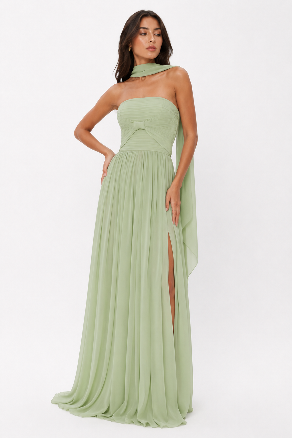 Pleated Halter Maxi Dress