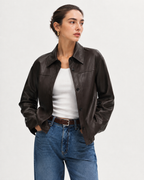 Cropped Leather-Effect Jacket