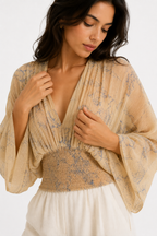 Oversized Batwing V-Neck Blouse