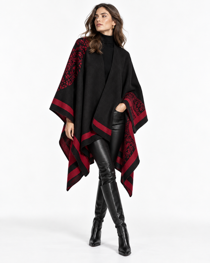 Printed Slit Cape Shawl