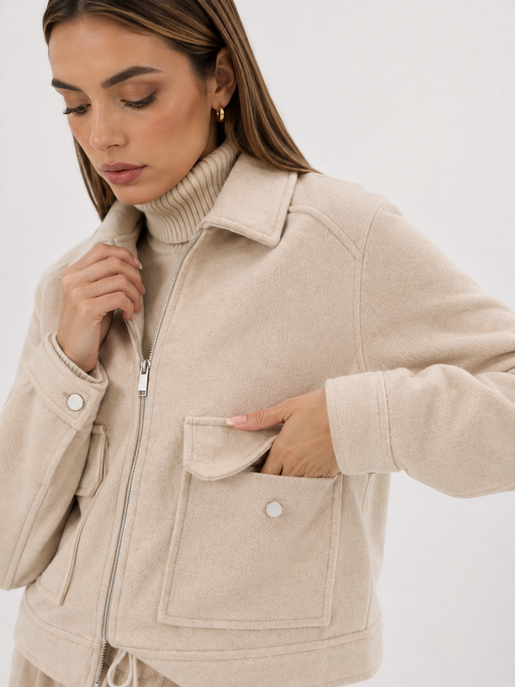Collared Zip-Front Jacket