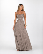 Backless Jacquard Chiffon Maxi Dress