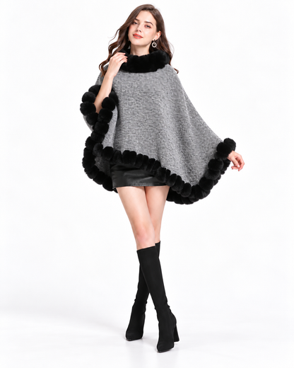 Trimmed Round-Neck Poncho
