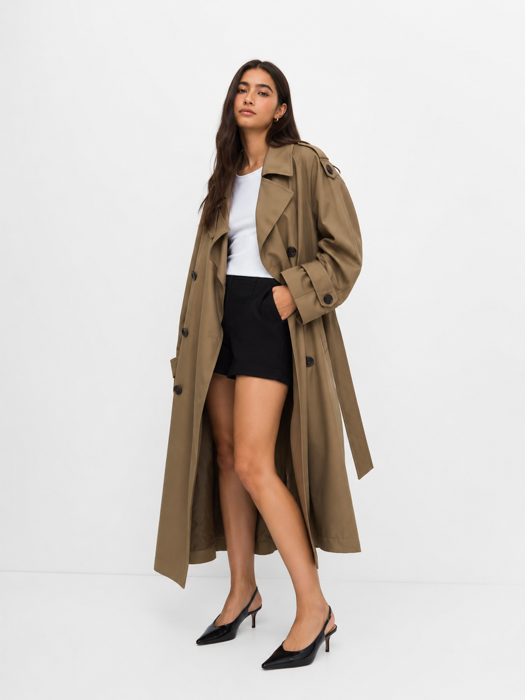 Belted Longline Trench Coat