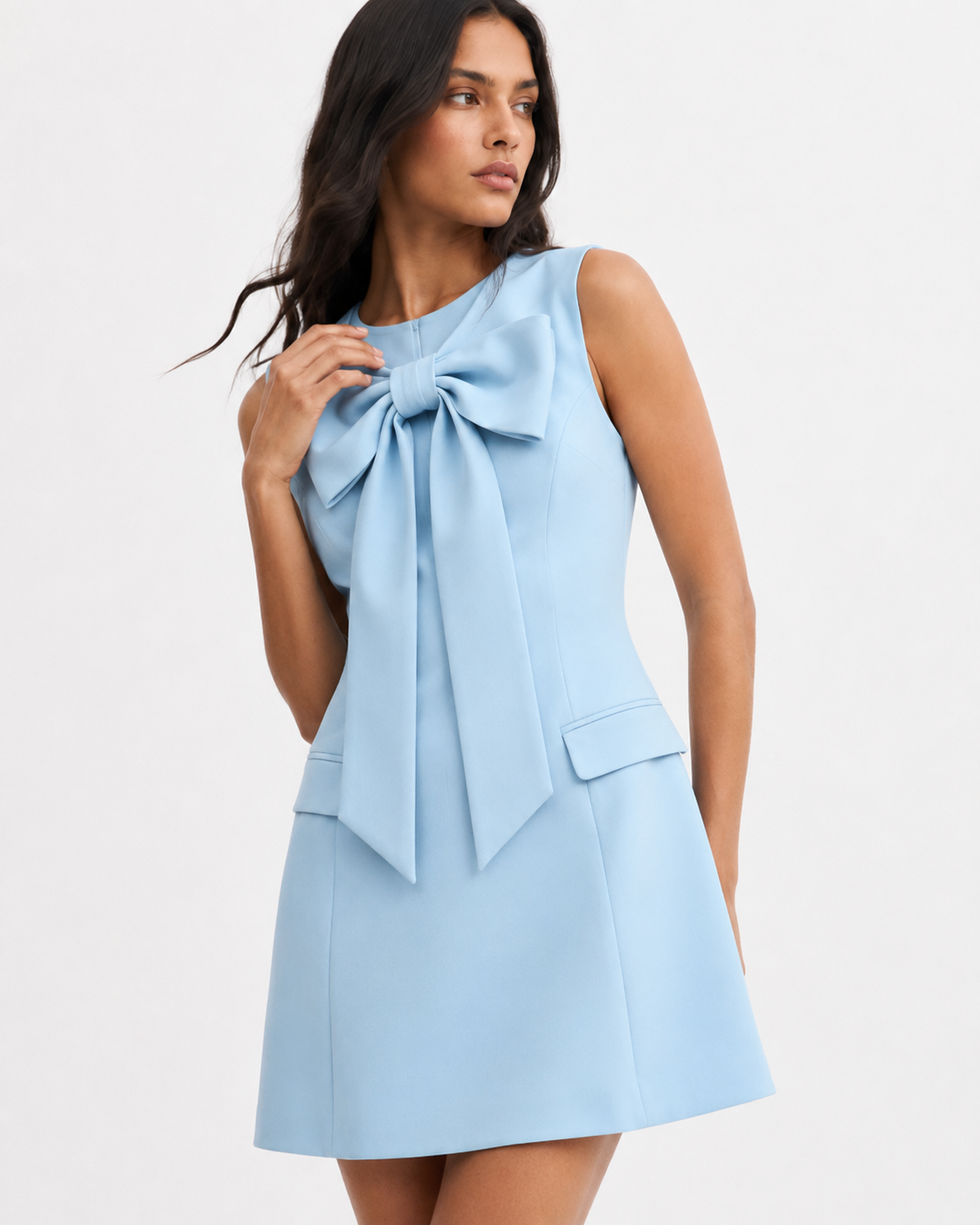 Bow-Detail Minimalist Mini Dress